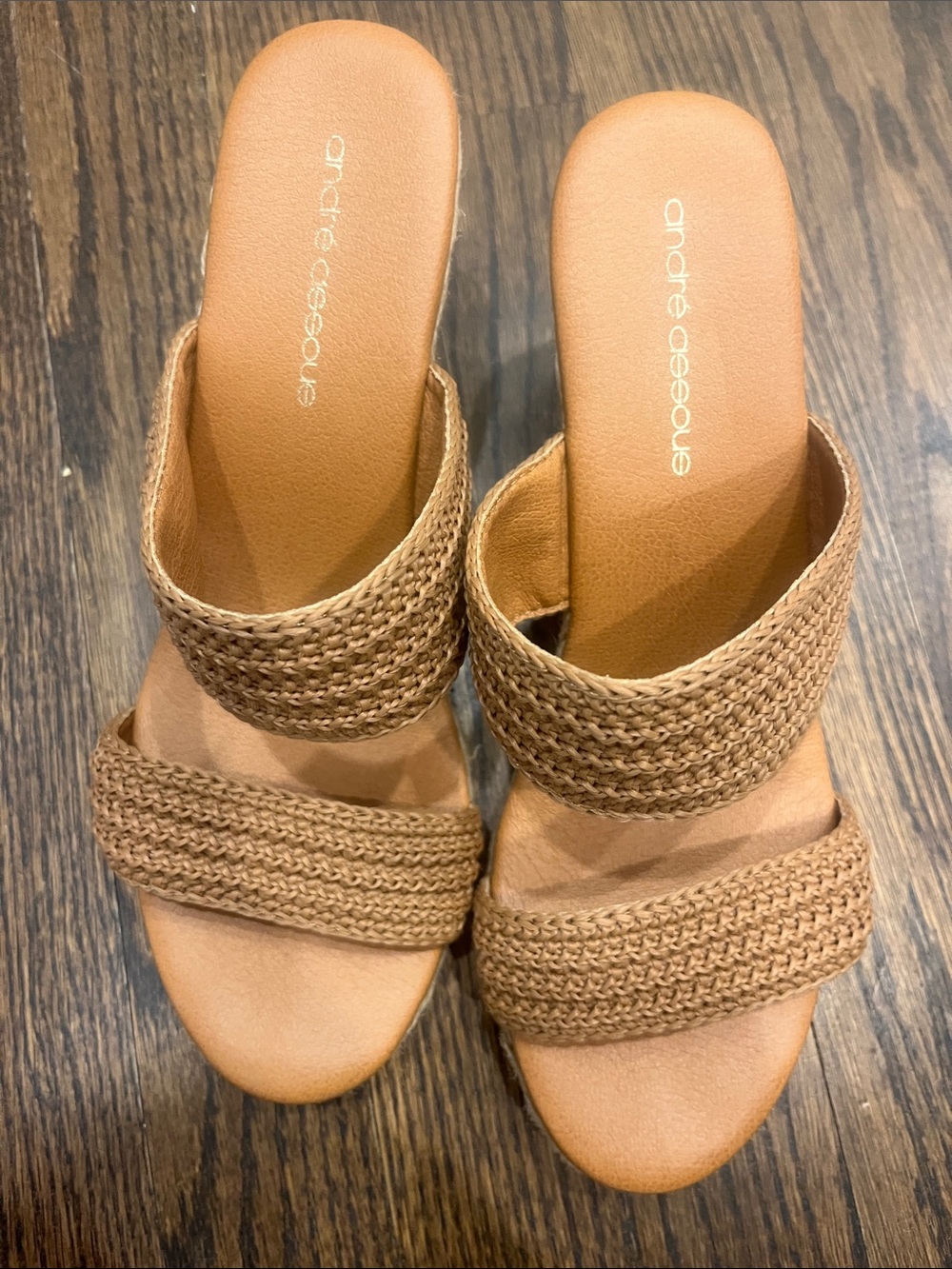 Andre Assous Braided Tan Slide Mules - Picture 5 of 8